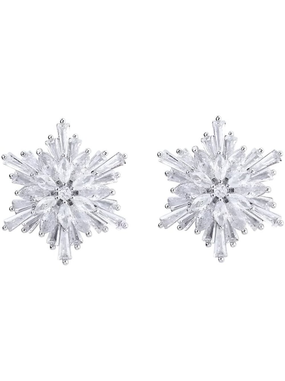 Snowflake Crystal Stud Earrings For Women Stunning Cubic Zirconia Wedding